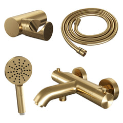 Brauer Edition badthermostaat met badset - 3 standen handdouche - Geborsteld Goud PVD