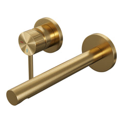 Brauer Stripe inbouw wastafelkraan - rechte uitloop - rozetten - hendel 1 links - Geborsteld Goud PVD