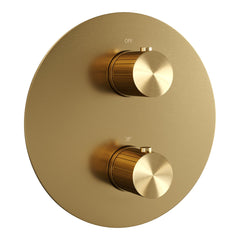 Brauer Stripe 3-weg inbouwthermostaat rond - Geborsteld Goud PVD