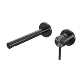 Brauer Carving inbouw wastafelkraan - rechte uitloop - rozetten - hendel rechts - Geborsteld Gunmetal PVD - 5-GM-004-S6-65