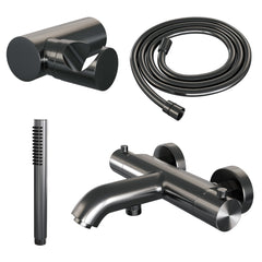 Brauer Edition badthermostaat met badset - staafhanddouche - Geborsteld Gunmetal PVD