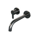 Brauer Edition inbouw wastafelkraan - gebogen uitloop - rozetten - hendel links - Geborsteld Gunmetal PVD - 5-GM-083-B4-65