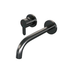 Brauer Edition inbouw wastafelkraan - gebogen uitloop - rozetten - hendel links - Geborsteld Gunmetal PVD - 5-GM-083-B4-65