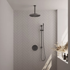 Brauer Edition inbouw regendoucheset 3-weg rond - 30cm hoofddouche - plafondarm - staafhanddouche - glijstang - Geborsteld Gunmetal PVD