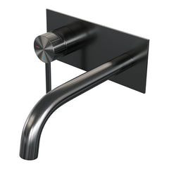 Brauer Stripe inbouw wastafelkraan - gebogen uitloop - achterplaat - hendel 1 links - Geborsteld Gunmetal PVD