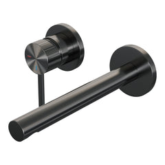 Brauer Stripe inbouw wastafelkraan - rechte uitloop - rozetten - hendel 1 links - Geborsteld Gunmetal PVD