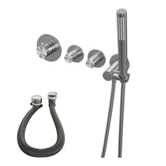 Brauer Gold Edition inbouw badthermostaat met badafvoer/vulcombinatie - staafhanddouche - Geborsteld Goud PVD - 5-GG-046