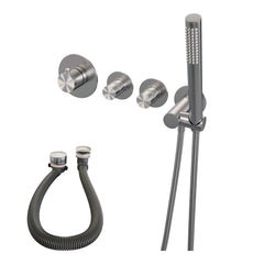 Brauer Copper Edition inbouw badthermostaat met badafvoer/vulcombinatie - staafhanddouche - Geborsteld Koper PVD - 5-GK-046