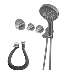 Brauer Black Edition inbouw badthermostaat met badafvoer/vulcombinatie - 3-standen handdouche - Mat Zwart - 5-S-047