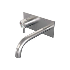 Brauer Edition inbouw wastafelkraan - gebogen uitloop - achterplaat - hendel links - Geborsteld Koper PVD - 5-GK-083-B5