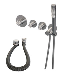 Brauer Copper Carving inbouw badthermostaat met badafvoer/vulcombinatie - staafhanddouche - Geborsteld Koper PVD - 5-GK-095