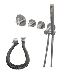 Brauer Chroom Carving inbouw badthermostaat met badafvoer/vulcombinatie - staafhanddouche - chroom - 5-CE-095