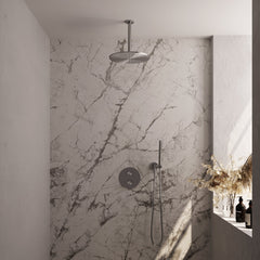 Brauer Edition inbouw regendoucheset 3-weg rond - 30cm hoofddouche - plafondarm - staafhanddouche - wandhouder - geborsteld RVS PVD