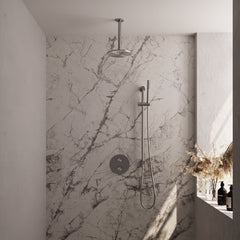 Brauer Edition inbouw regendoucheset 3-weg rond - 20cm hoofddouche - plafondarm - staafhanddouche - glijstang - geborsteld RVS PVD