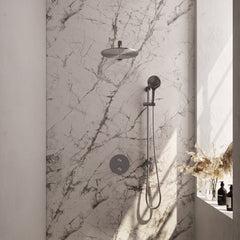 Brauer Edition inbouw regendoucheset 3-weg rond - 30cm hoofddouche - rechte wandarm - 3 standen handdouche - glijstang - geborsteld RVS PVD