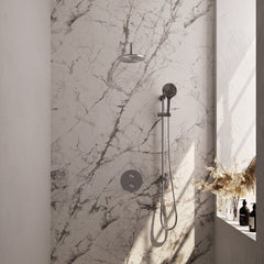 Brauer Edition inbouw regendoucheset 3-weg rond - 20cm hoofddouche - gebogen wandarm - 3 standen handdouche - glijstang - geborsteld RVS PVD
