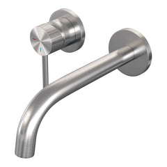 Brauer Stripe inbouw wastafelkraan - gebogen uitloop - rozetten - hendel 1 links - geborsteld RVS PVD