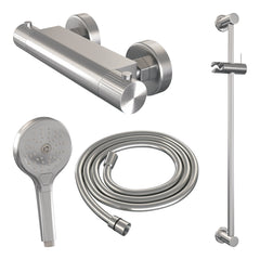 Brauer Stripe opbouw glijstangset - 3-standen handdouche - geborsteld RVS PVD