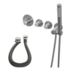 Brauer Stripe inbouw badthermostaat met badvulcombinatie - staafhanddouche - geborsteld RVS PVD