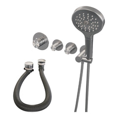 Brauer Stripe inbouw badthermostaat met badvulcombinatie - 3-standen handdouche - geborsteld RVS PVD