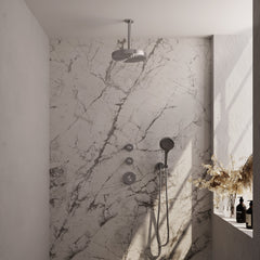 Brauer Stripe inbouw regendoucheset met 2 stopkranen - 20cm plafondbuis - 3-standen handdouche - wandhouder - geborsteld RVS PVD