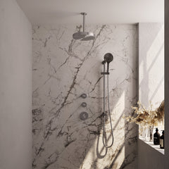 Brauer Stripe inbouw regendoucheset met 2 stopkranen - 20cm plafondbuis - 3-standen handdouche - glijstang - geborsteld RVS PVD