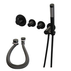 Brauer Brushed Carving inbouw badthermostaat met badafvoer/vulcombinatie - staafhanddouche - Geborsteld RVS PVD - 5-NG-095