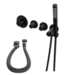 Brauer Copper Carving inbouw badthermostaat met badafvoer/vulcombinatie - staafhanddouche - Geborsteld Koper PVD - 5-GK-095