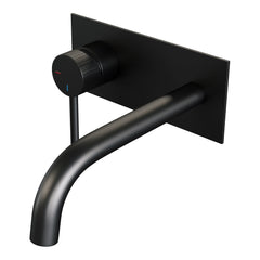 Brauer Stripe inbouw wastafelkraan - gebogen uitloop - achterplaat - hendel 1 links - Mat Zwart