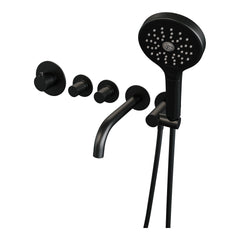 Brauer Stripe inbouw badthermostaat met uitloop - 3-standen handdouche - Mat Zwart