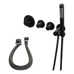 Brauer Stripe inbouw badthermostaat met badvulcombinatie - staafhanddouche - Mat Zwart