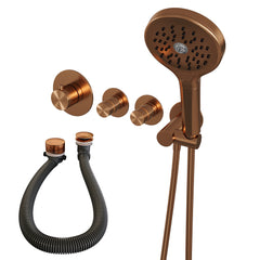 Brauer Copper Edition inbouw badthermostaat met badafvoer/vulcombinatie - 3-standen handdouche - Geborsteld Koper PVD - 5-GK-047