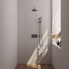 Brauer Edition inbouw doucheset - staafhanddouche - 20cm hoofdouche - gebogen wandarm - glijstang - Geborsteld Gunmetal PVD