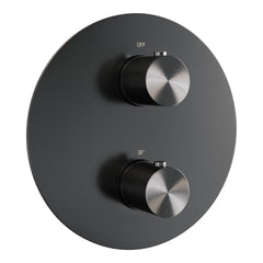 Brauer Carving 3-weg inbouwthermostaat rond Geborsteld Gunmetal PVD