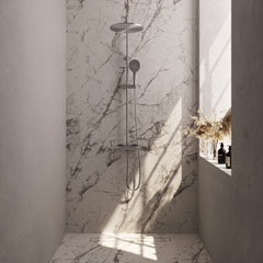 Brauer Brushed Carving stortdoucheset - hoofddouche 30cm - ronde handdouche - Geborsteld RVS PVD - 5-NG-087-4