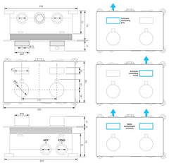 Brauer Brushed Carving thermostatische inbouw badkraan met badvulcombinatie en staafhanddouche set 3 RVS geborsteld PVD