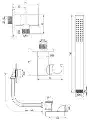 Brauer Brushed Carving thermostatische inbouw badkraan met badvulcombinatie en staafhanddouche set 3 RVS geborsteld PVD