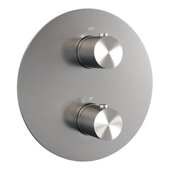 Brauer Carving 3-weg inbouwthermostaat rond geborsteld RVS PVD
