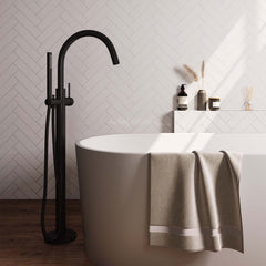 BRAUER Black Edition vrijstaande badmengkraan SET 01 met staaf handdouche en doucheslang mat zwart