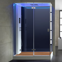 AWT Dampfdusche LD211F15 mit Duschtasse schwarz 150x90 links