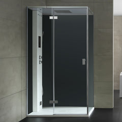 AWT stoomcabine LD207F15 zwart1 20x90 links met achterwanden zonder douchebak