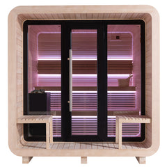 AWT Gartensauna Saunahaus THE CUBE X3 Hemlock 225x225 9kW EOS Cubo