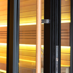 AWT Gartensauna Saunahaus THE CUBE X2 Hemlock 250x250 9kW Cilindro