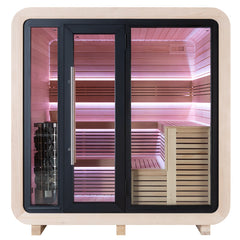 AWT Gartensauna Saunahaus THE CUBE X2 Hemlock 225x225 zonder oven
