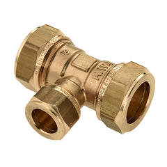 T-fitting brass Kiwa Gastec 22 mm x 15 mm x 22 mm compression