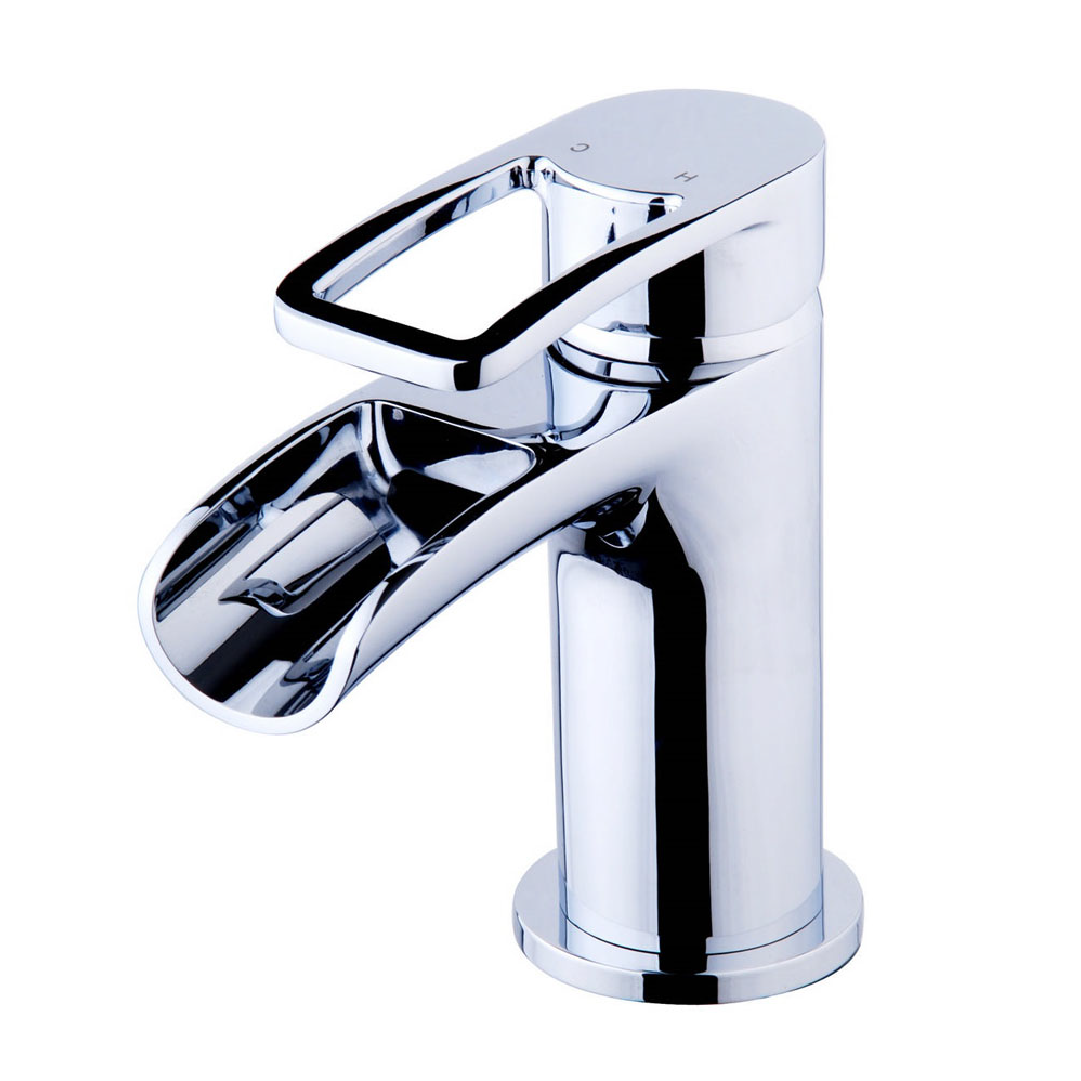 Alegra wastafelkraan waterval met clickwaste chroom