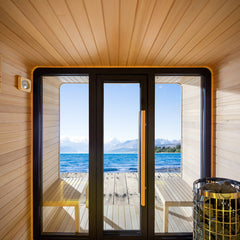 AWT Gartensauna Saunahaus THE CUBE X3 Hemlock 225x225 9kW Cilindro