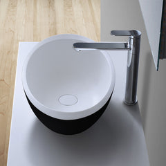 StoneArt Wastafel LC153 - zwart - wit mat - 60x35cm