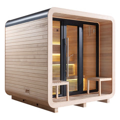 AWT Gartensauna Saunahaus THE CUBE X3 Hemlock 225x225 9kW EOS Cubo