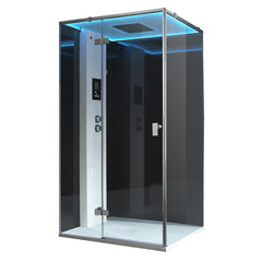 AWT stoomcabine LD207F15 zwart1 20x90 links met achterwanden zonder douchebak